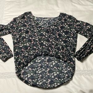 Navy Floral Women's Blouse